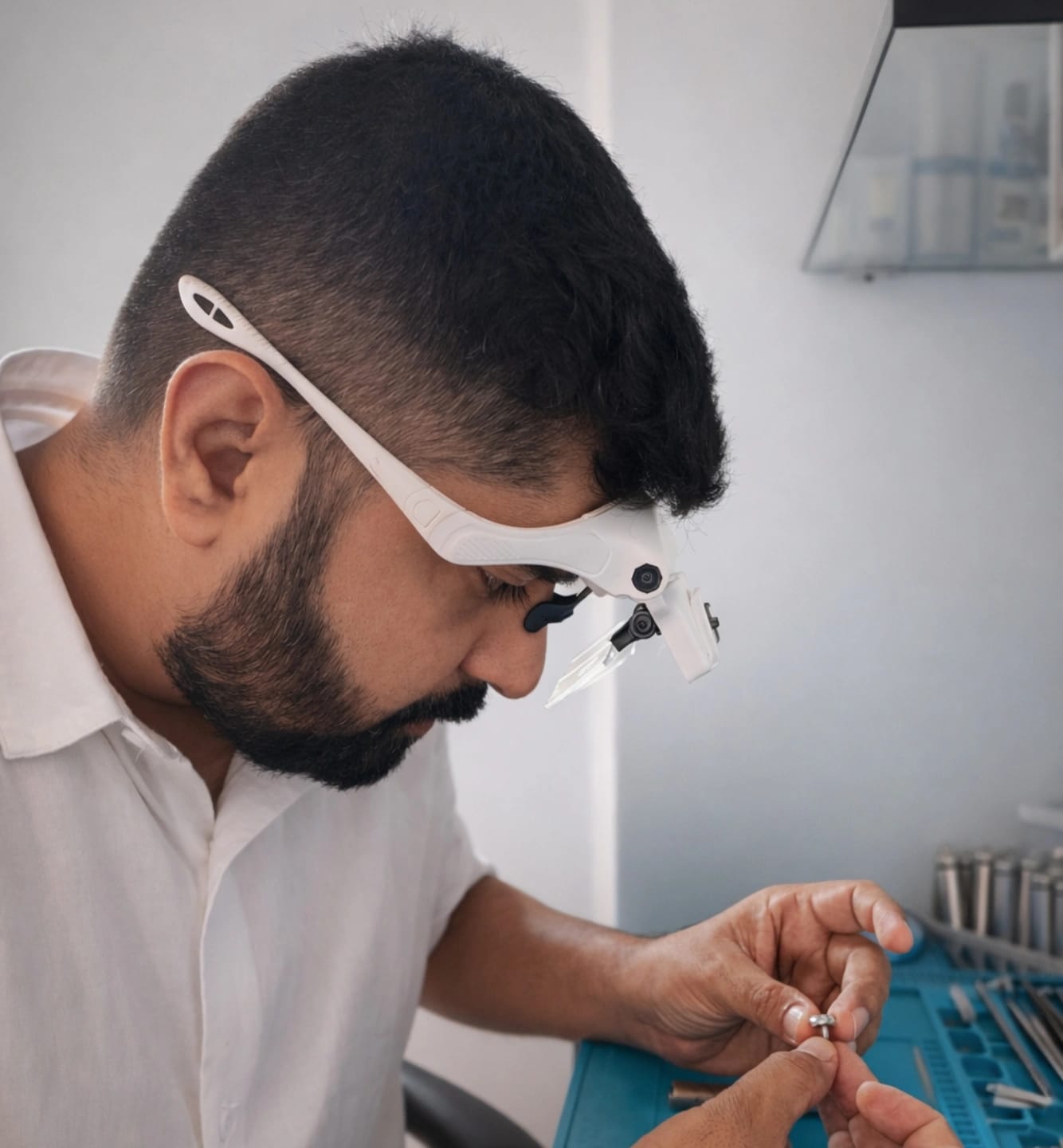 Dental handpiece technician at work